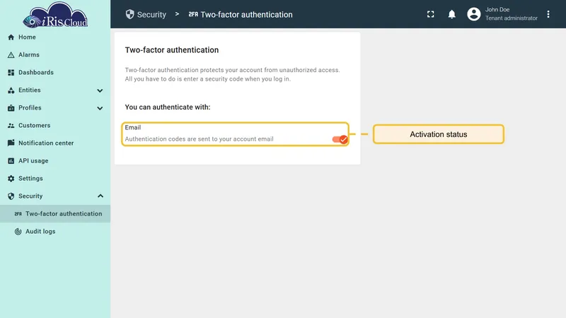 Email enabled status