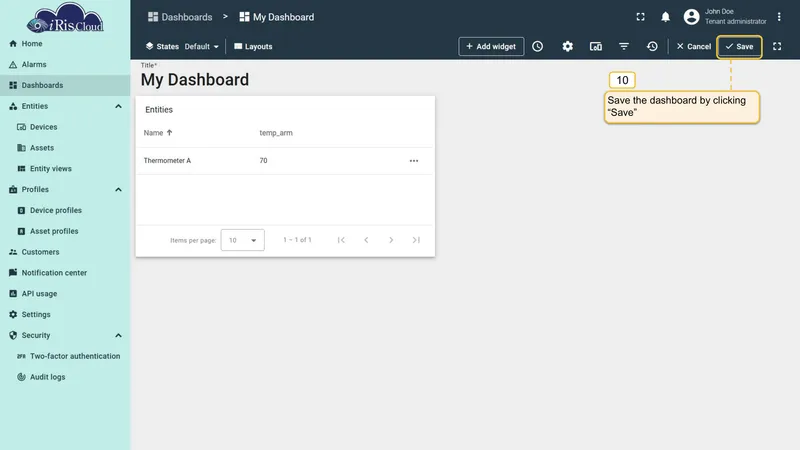 Save dashboard