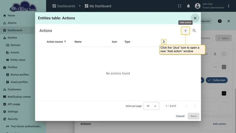 Empty Actions list