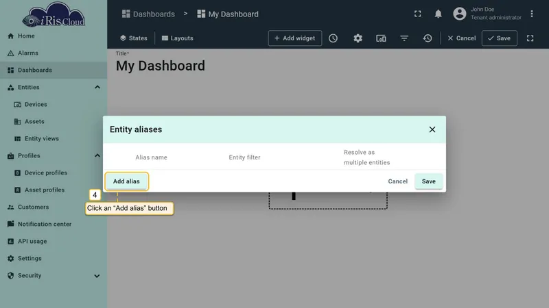 Add alias button
