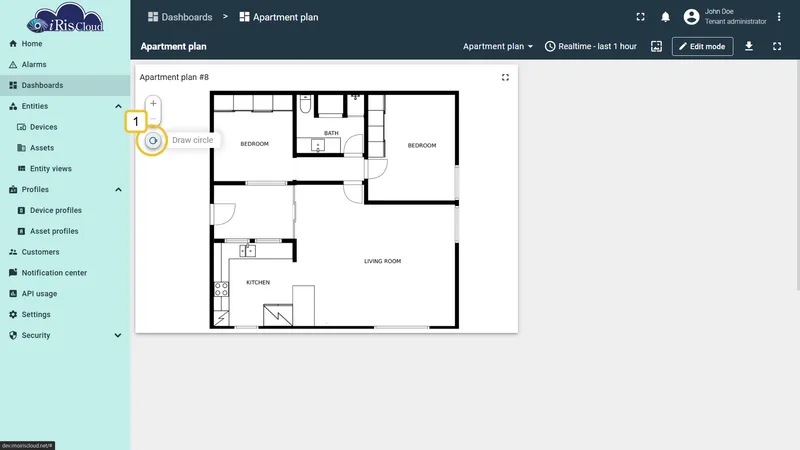 Select Draw circle tool