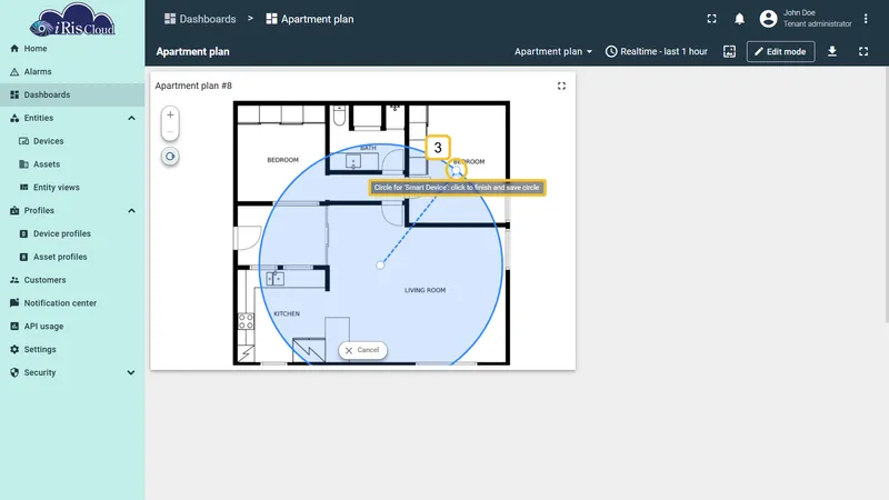 Move mouse to set the radius
