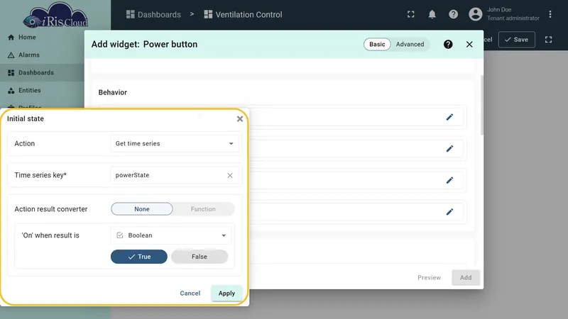 Initial state set to Get time series powerState