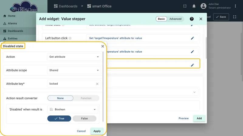Behavior section fully configured