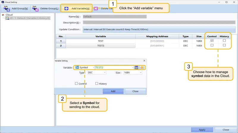 Configuring how to manage Symbol data in the Cloud