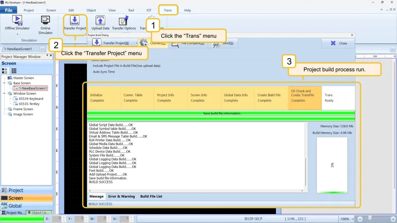 Building project data for transmission