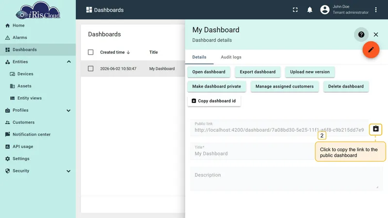Public dashboard