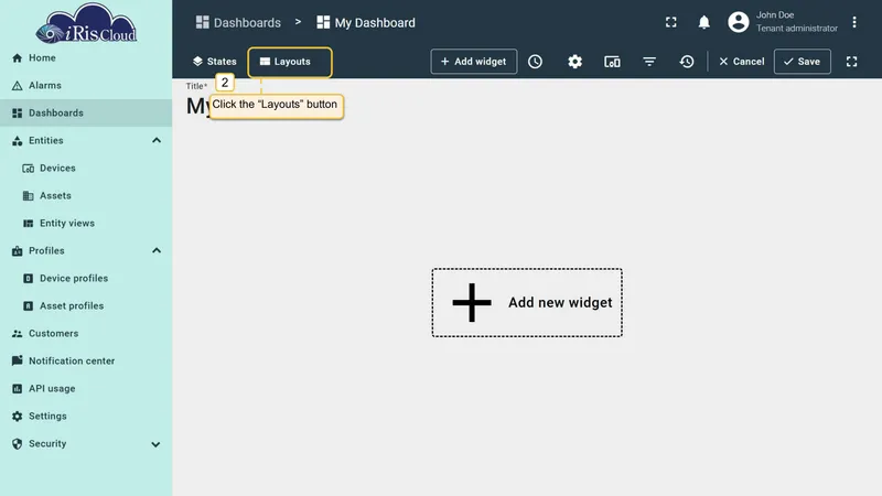 Open layout management window