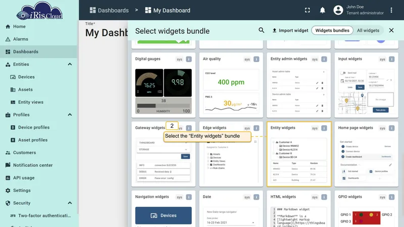 Configure widget data source