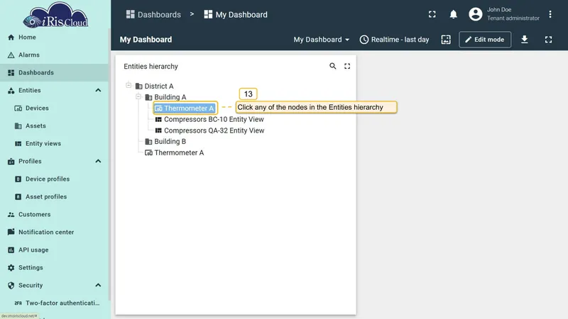 Click node in hierarchy