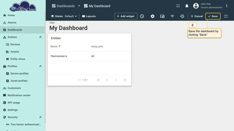 Dashboard ready for row double click