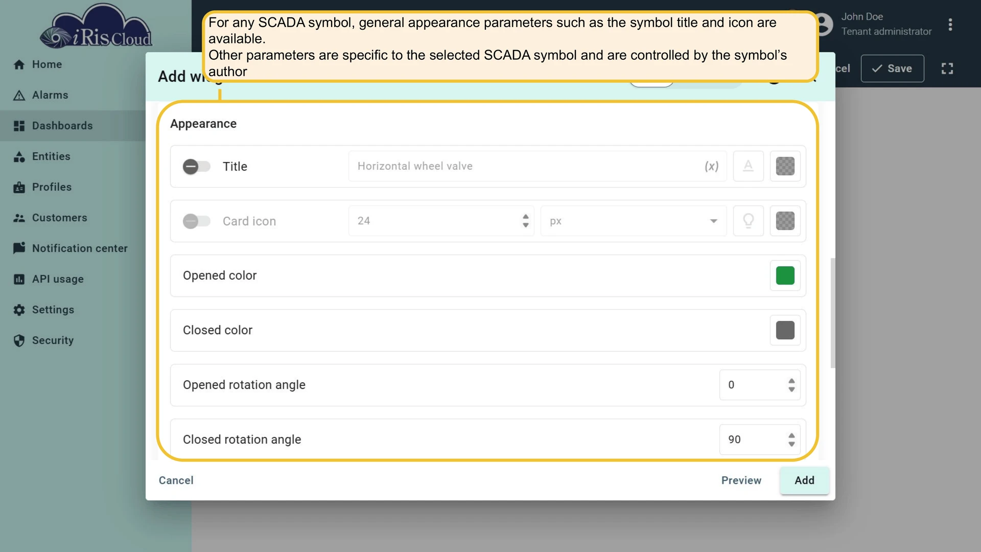 Appearance settings